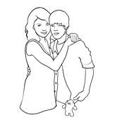 coloriage justin bieber avec miley cyrus